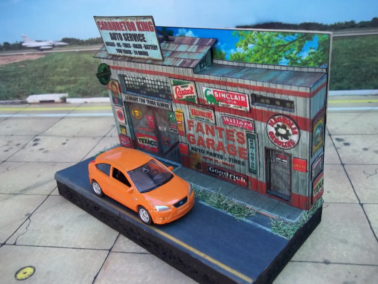 DIORAMA TALLER FANTES GARAGE  1/64  <br />maquetas-armadas.com